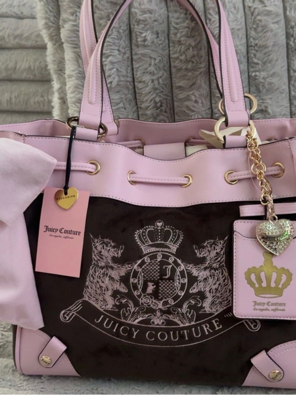 🎀SOLD🎀Juicy Couture Classic Scottie Dogs Daydreamer Tote Y2K Chocolate Brown